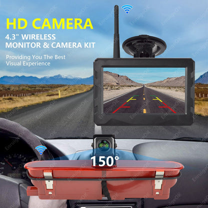 For Fiat Doblo II Opel Combo D Wireless Brake Light Reverse Camera +4.3" Monitor2