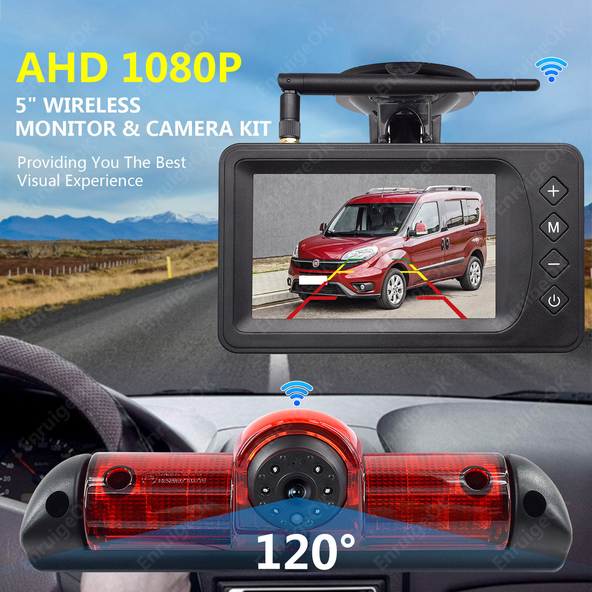 Wireless Brake Light Reversing Camera For Fiat Ducato Citroen Relay & 5" Monitor1