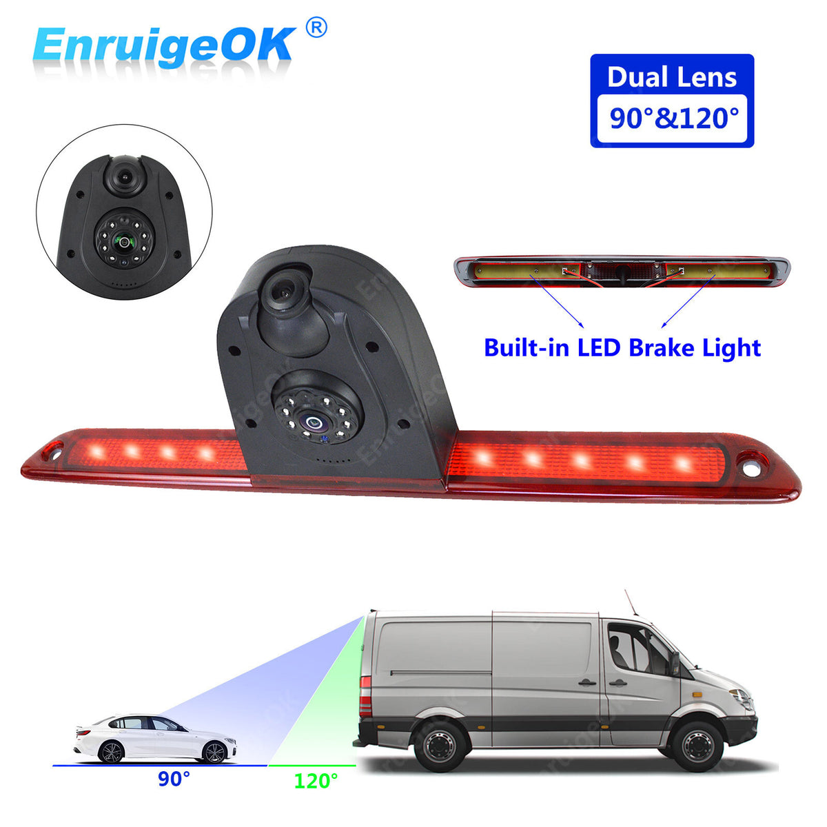 For Mercedes Sprinter VW Crafter Van Dual Rear Brake Light Reversing Camera 720P0