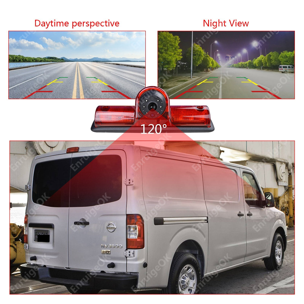 5" Monitor Rear Brake Light Reversing Backup Camera for Nissan NV 1500 2500 35003