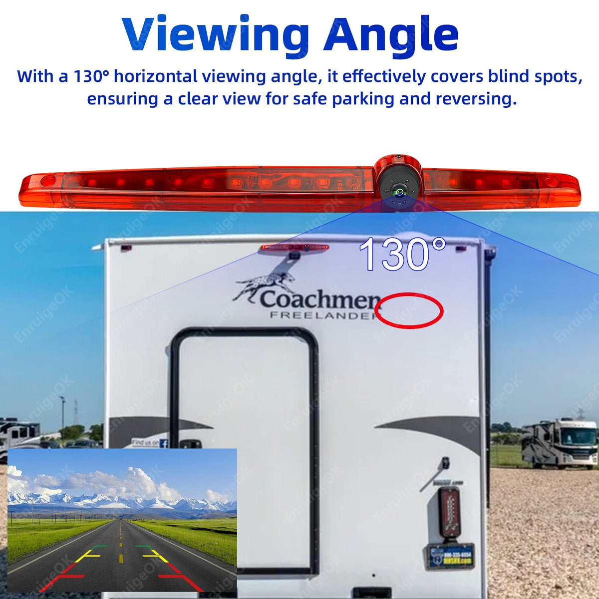 Universal High Level Rear Brake Light Camera for Coachmen Motorhome & 7" Monitor6