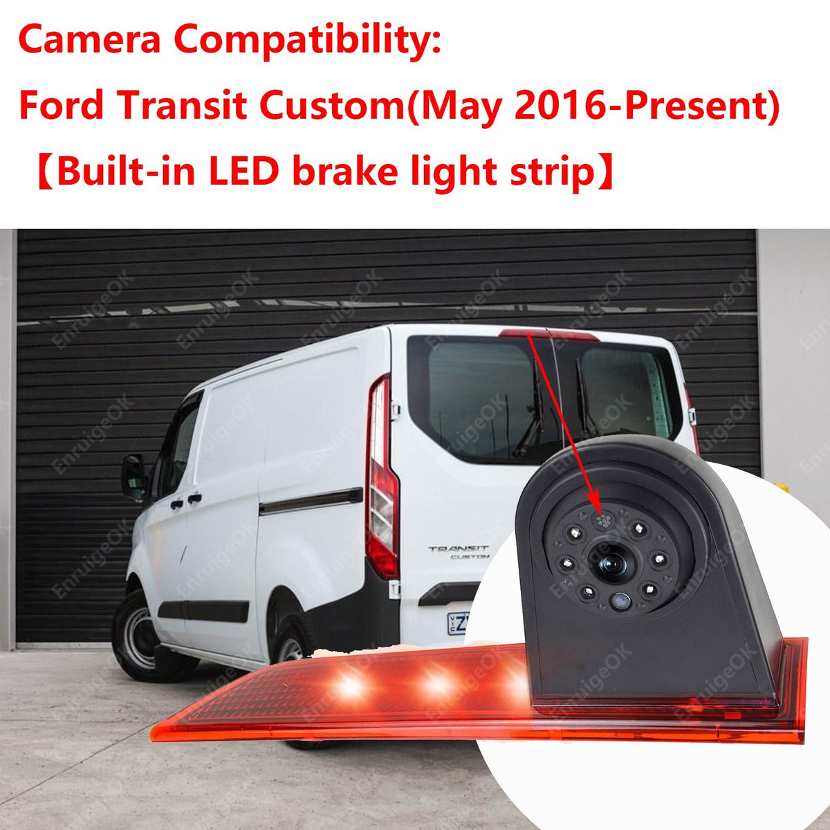 Ford Transit Custom Double Door 2016 Onwards Brake Light Rear Camera &7" Monitor2