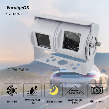 4PIN White Motorhome Van Dual Twin Reversing Reverse Rear View Parking Camera1