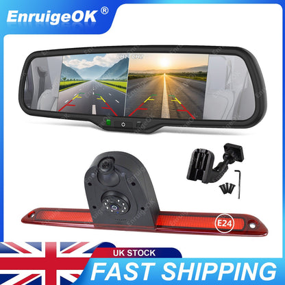 Dual Rear Brake Light Reversing Camera for Mercedes Sprinter +6.86" Split Screen0