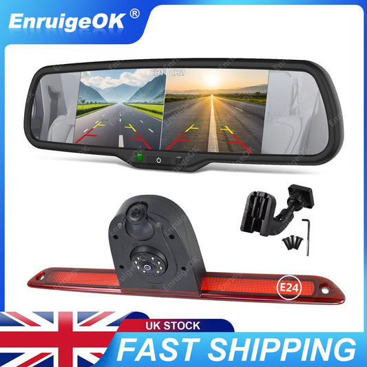 Dual Rear Brake Light Reversing Camera for Mercedes Sprinter +6.86" Split Screen0