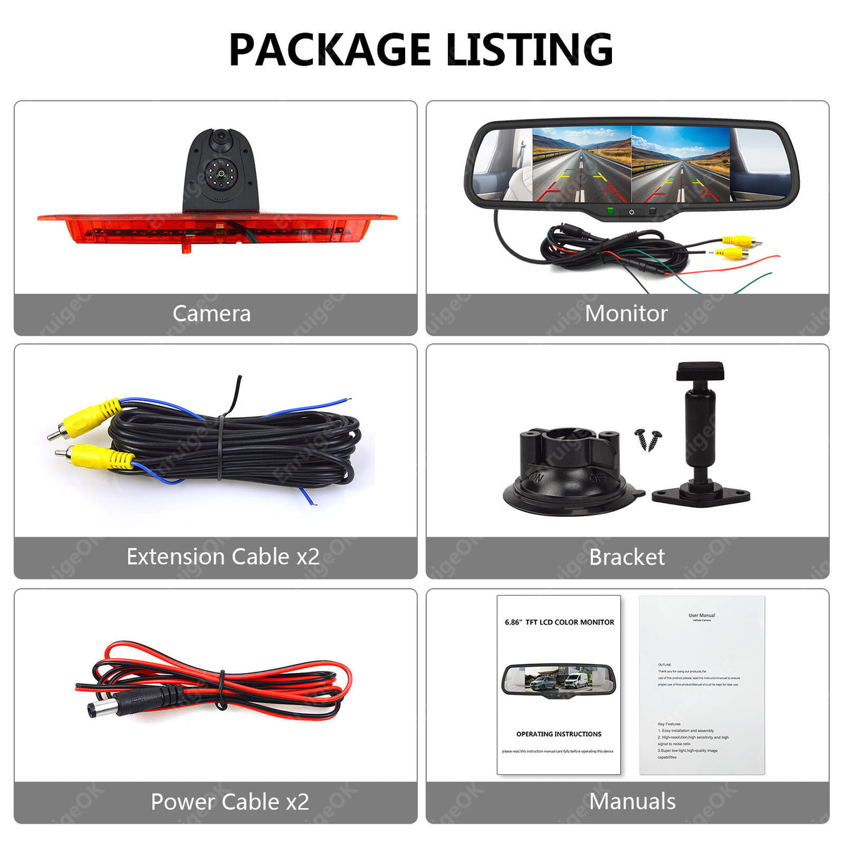 For Ford Transit 350 MK8 Rear Brake Light Reversing Camera & Dual Split Monitor22