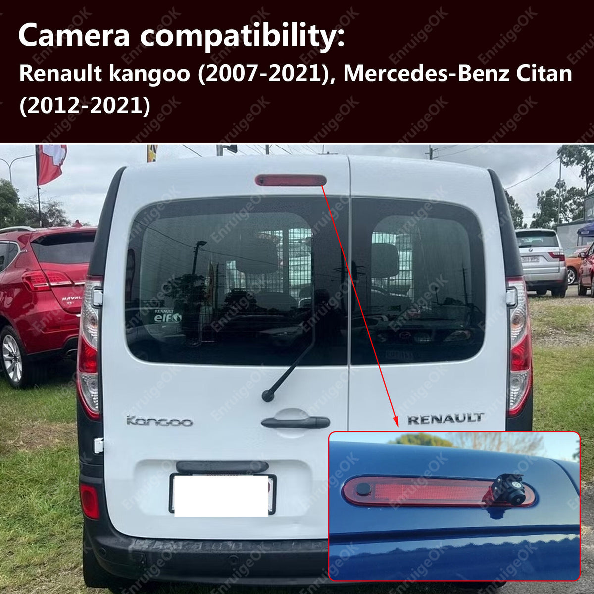 7" Mirror Monitor Brake Light Reversing Camera For Mercedes Citan Renault Kangoo2