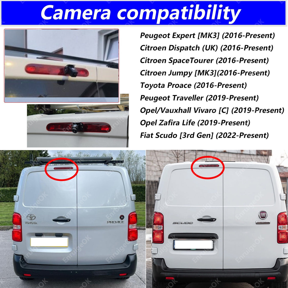 Wireless Reverse Camera Kit for Peugeot Expert Citroen Dispatch Vauxhall Vivaro2
