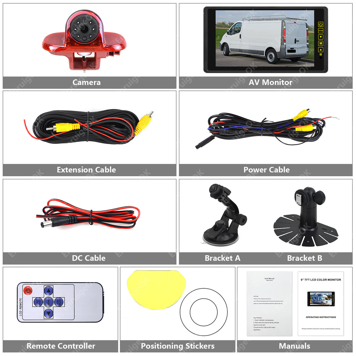 9'' Monitor Rear Brake Light Reversing Camera for Renault Trafic Vauxhall Vivaro4