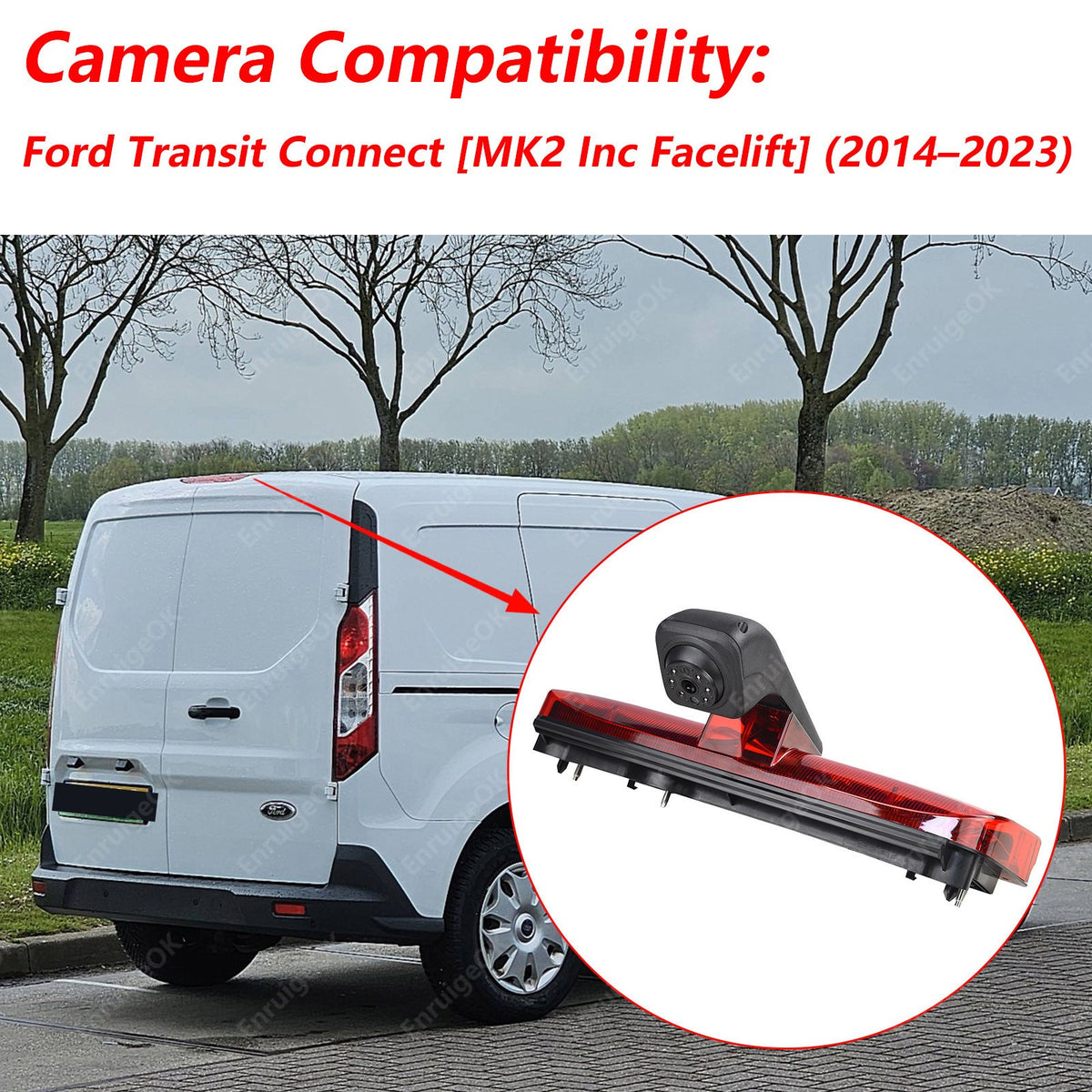 Rear Brake Light Reverse Camera For Ford Transit Connect&6.86" DVR Split Monitor2