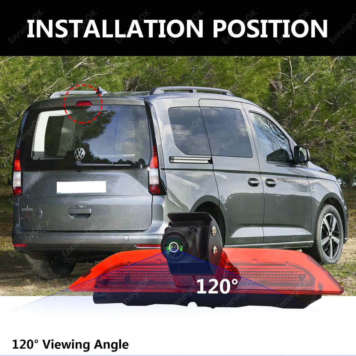 Brake Light Reversing Camera For VW Caddy MK4 (2020-2024) & 6.86" Split Monitor3
