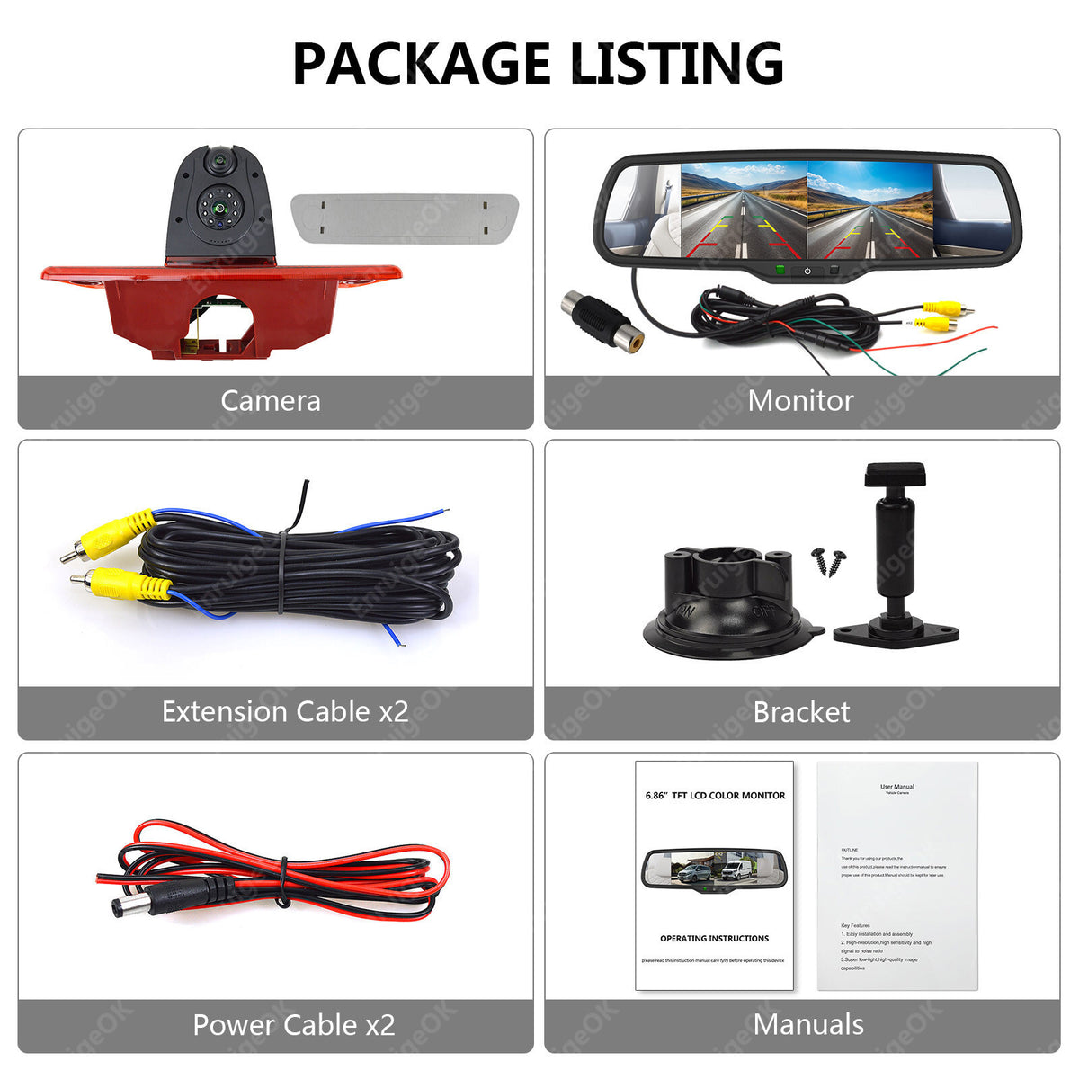 6.86'' Split Screen & Peugeot Expert Citroen Dispatch Brake Light Reverse Camera11