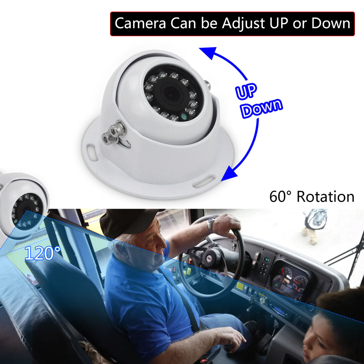 White 4 PIN Heavy Duty Caravan IR Colour Reversing Rear view Camera 9V-36V Bus2