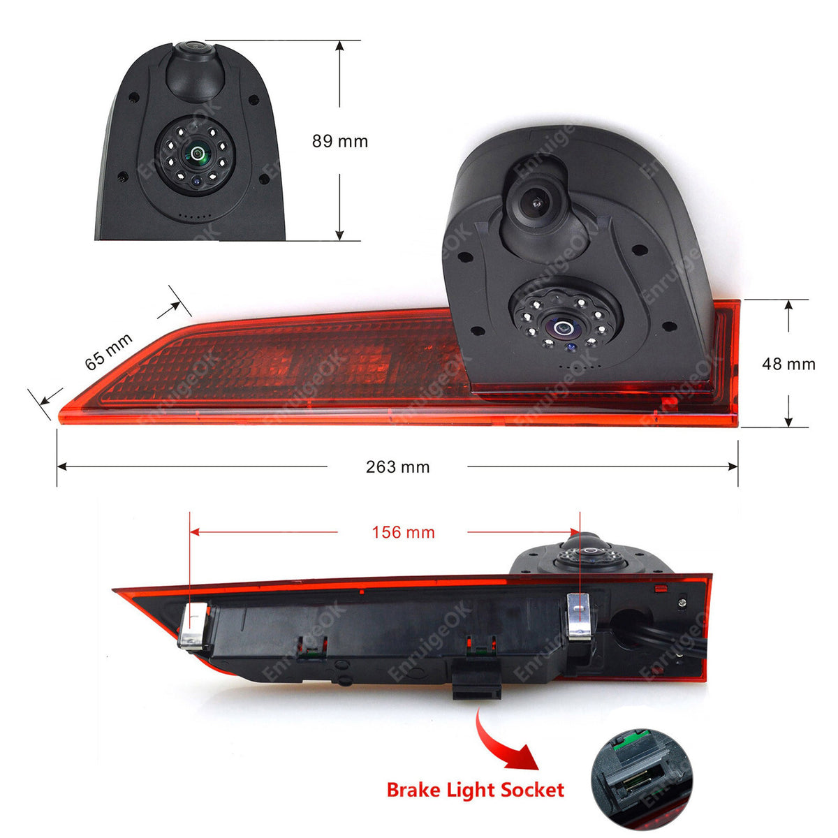 Brake Light Reverse Camera Kit for Ford Transit Custom 2016-Present Barn Doors8