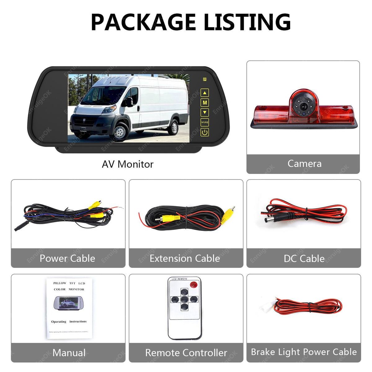 7" Monitor Brake Light Reversing Camera For Nissan NV1500 2500 3500 NV Cargo Van17