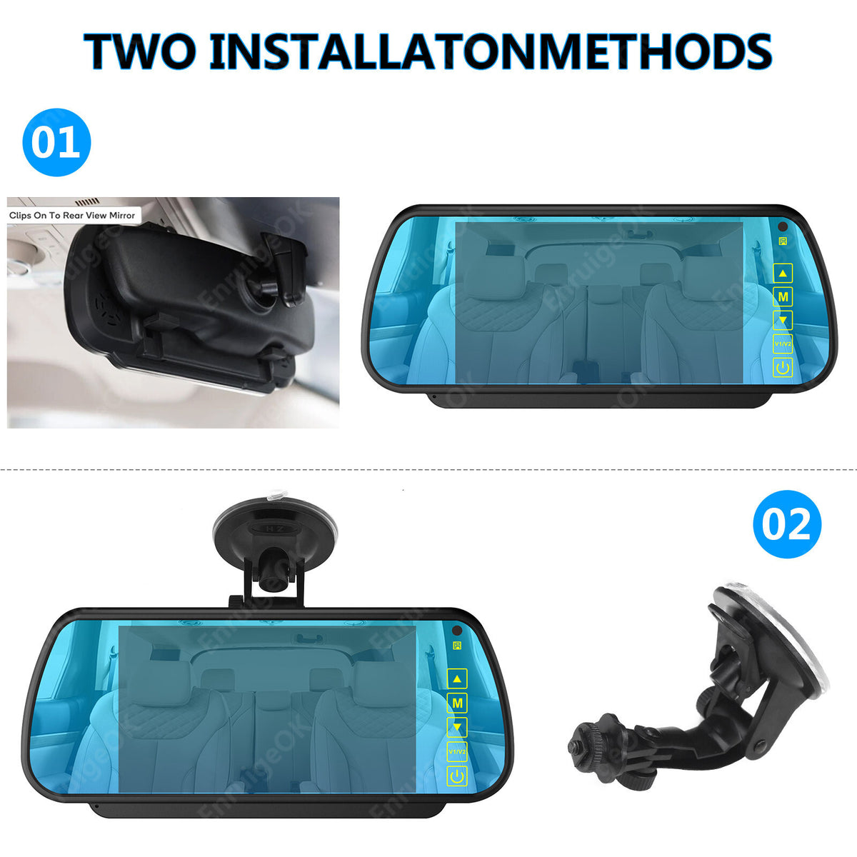 7" Car Rear View Mirror Monitor with Clip & Suction For Rear Reversing Cameras4