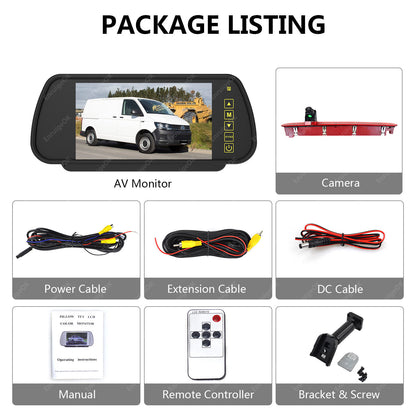 7" Monitor Brake Light Reversing Camera For VW Transporter T6 Van 2016-Onwards11