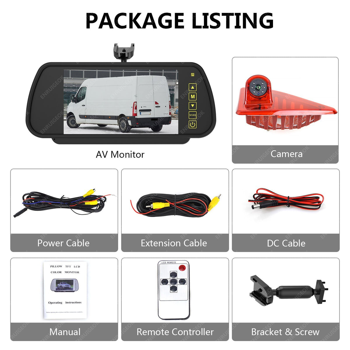 7" Monitor & Brake Light Rear View Backup Camera for Renault Master Nissan NV4008
