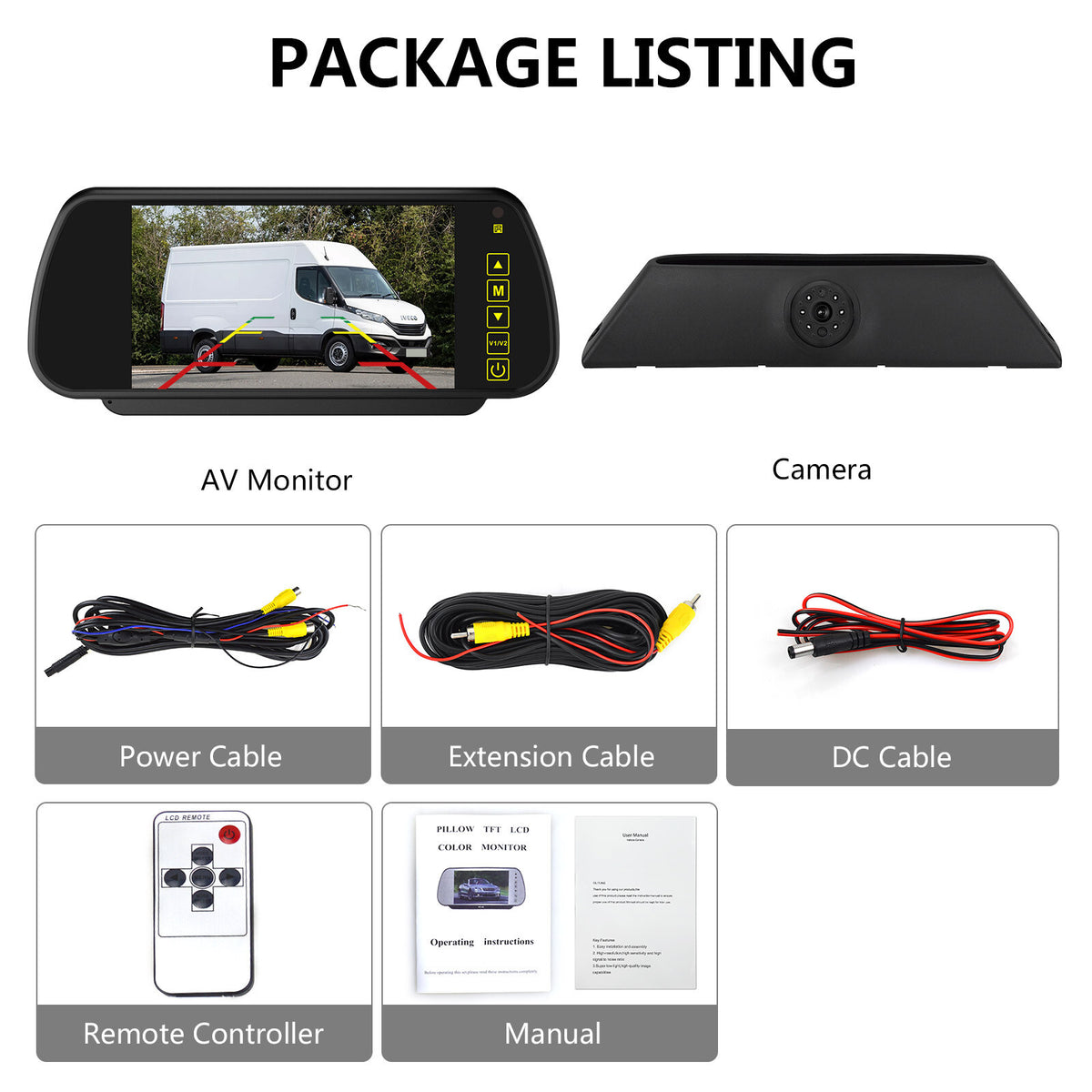 7" Mirror Monitor & Brake Light Rear View Camera For IVECO Daily Gen 4 2011-20146