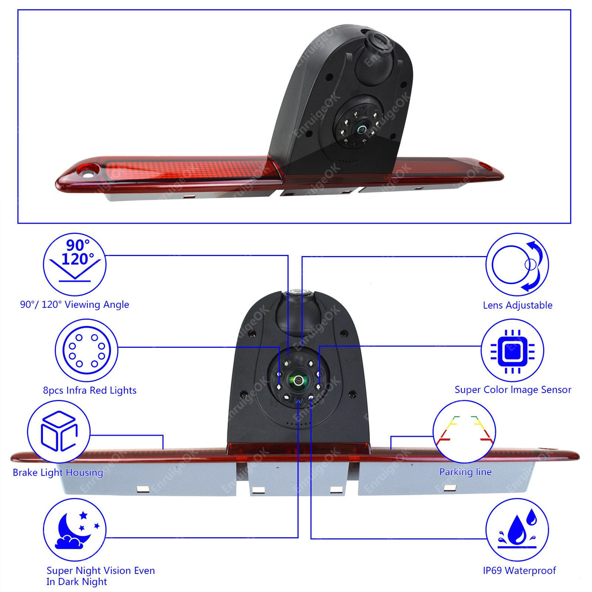 For Mercedes-Benz Sprinter Dual Lens Brake Light Reverse Camera & 6.86" Monitor4