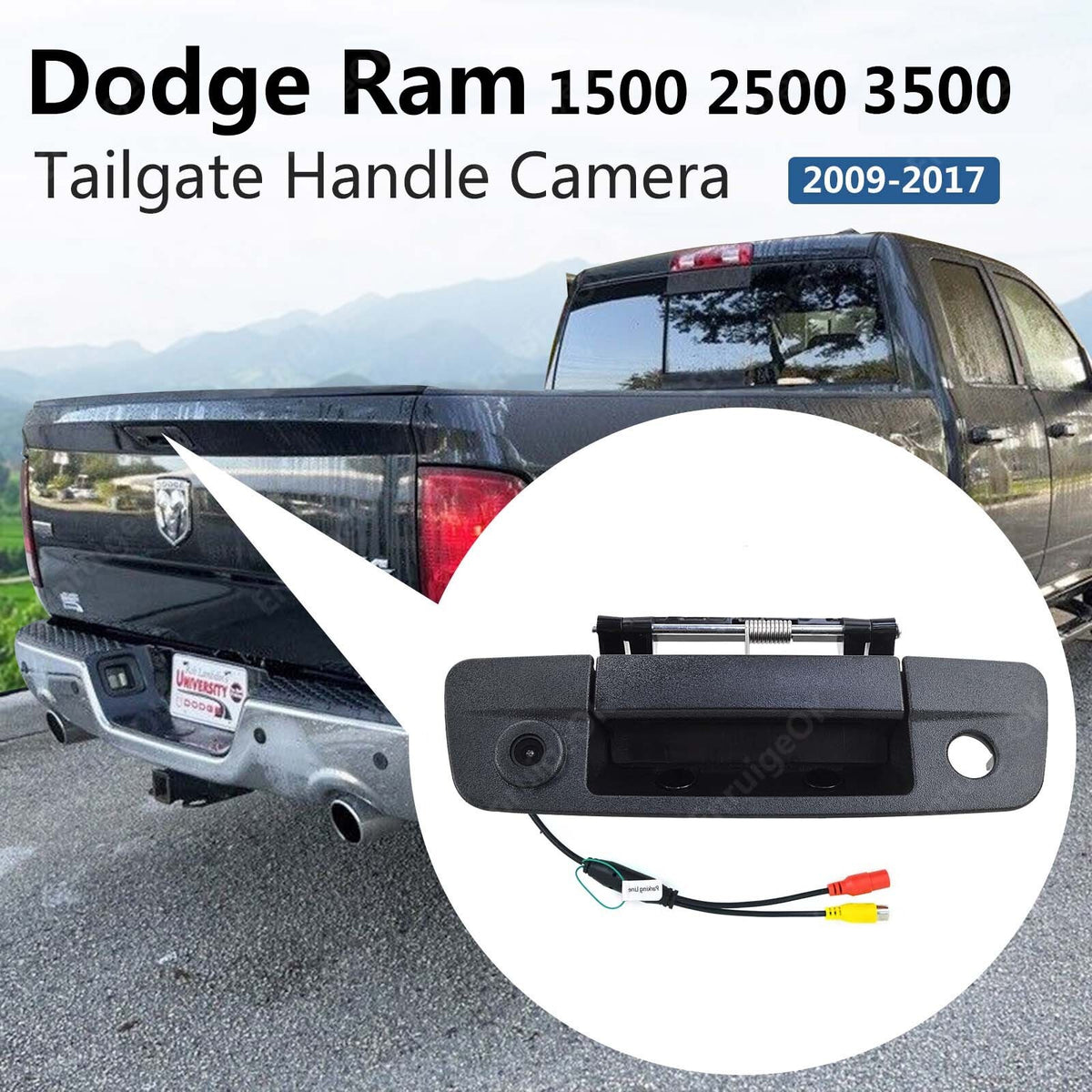 Tailgate Handle Backup Camera For 2009-2017 Dodge Ram 1500 2500 3500&Monitor Kit2