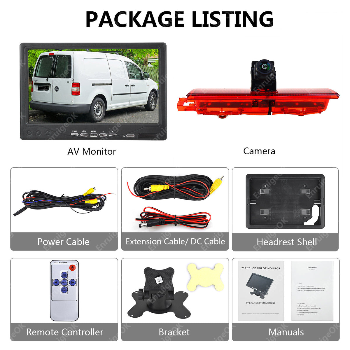 7" Dash Monitor & Brake Light Reversing Camera Kit for VW Caddy (2003 - 2015)5