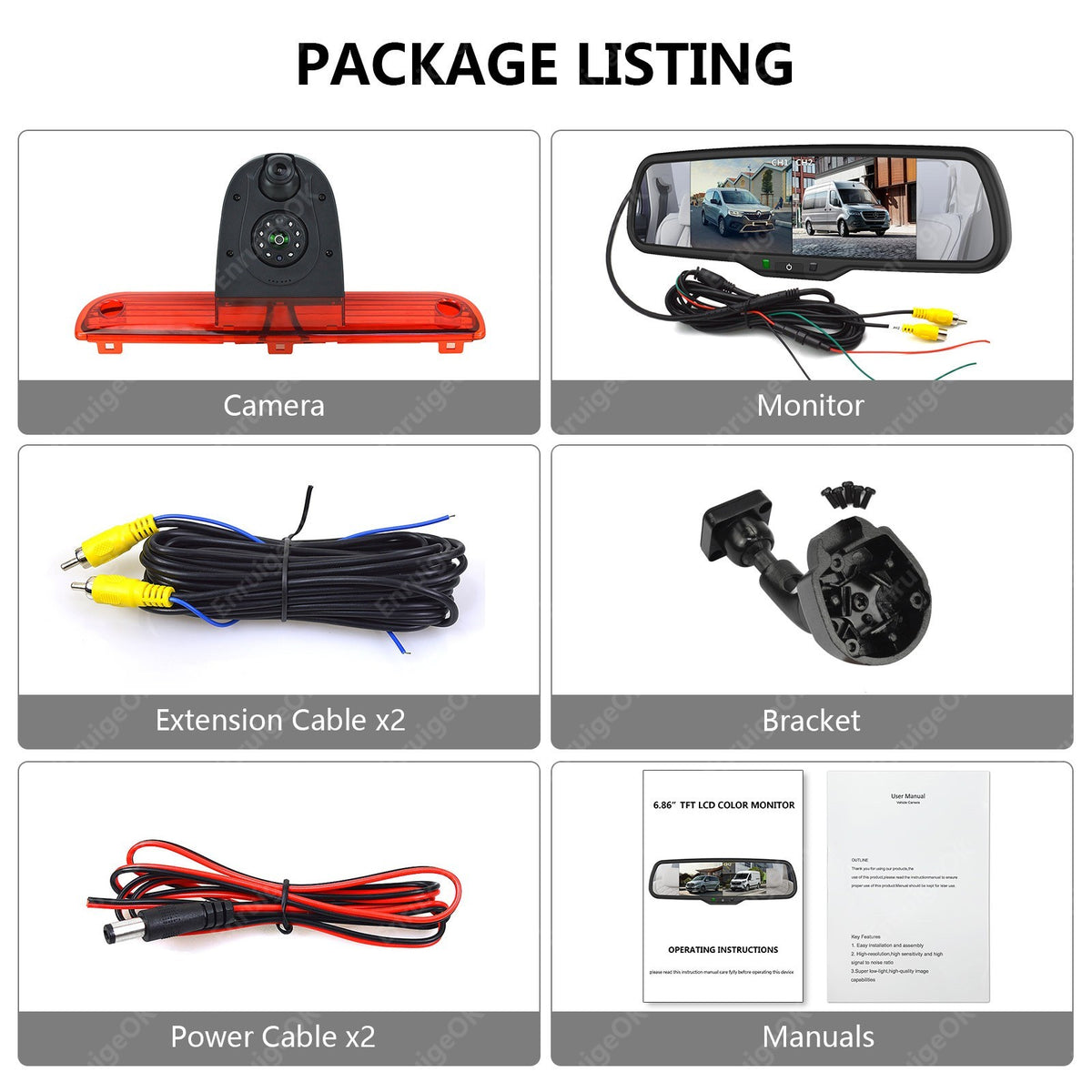 For Peugeot Boxer Fiat Ducato Brake Light Reversing Camera + 6.86" Split Screen2