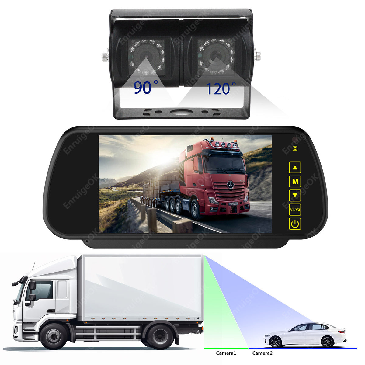 Dual Twin Reversing Camera with Rear View & Night Vision for Motorhome Van Kit5