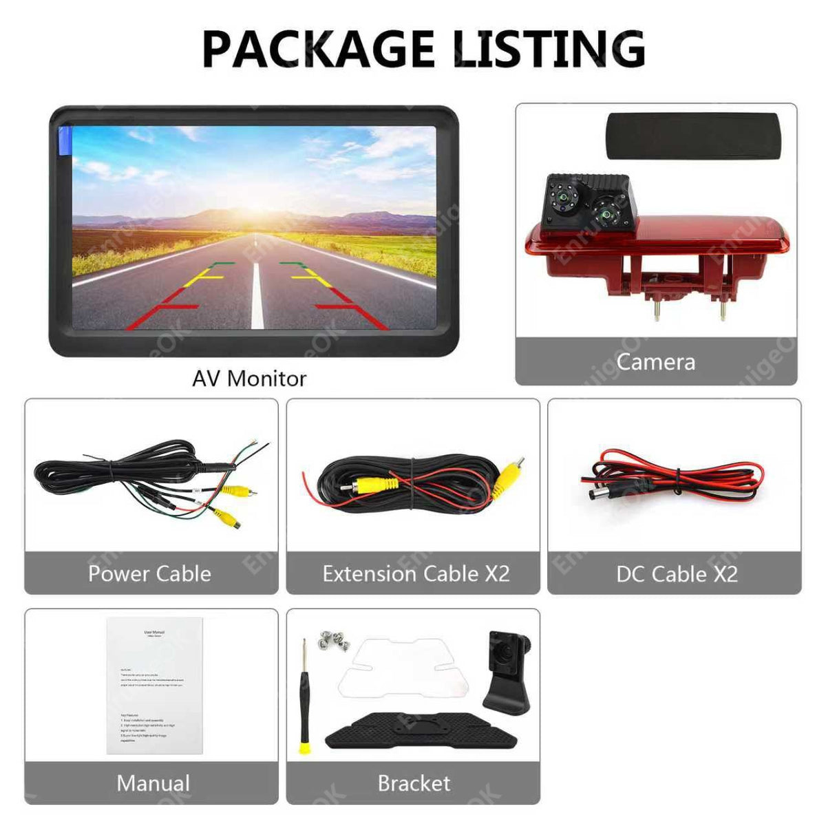 Rear Brake Light Reversing Camera Kit for Vauxhall Vivaro Renault Trafic Mk3 X8220