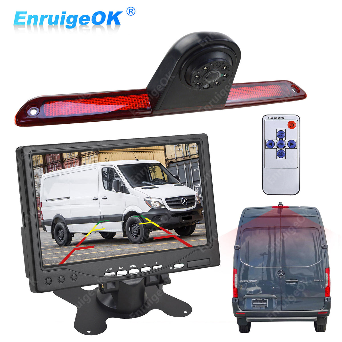 7" Monitor & Rear Brake Light Reversing Camera for Mercedes Sprinter/VW Crafter0