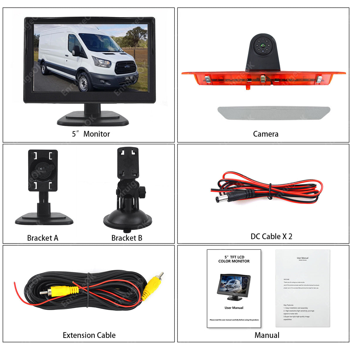 Rear View Parking Van Reverse Camera For Ford Transit Van 2014-2021 + 5" Monitor7