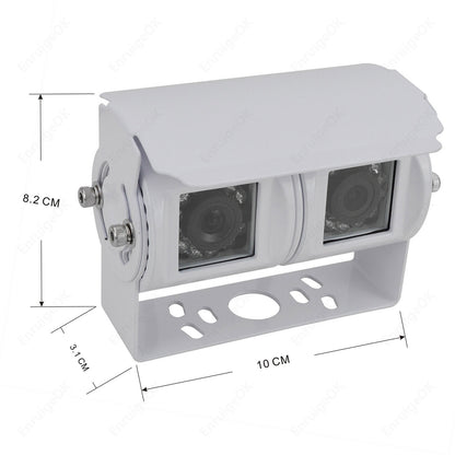 4PIN White Motorhome Van Dual Twin Reversing Reverse Rear View Parking Camera8