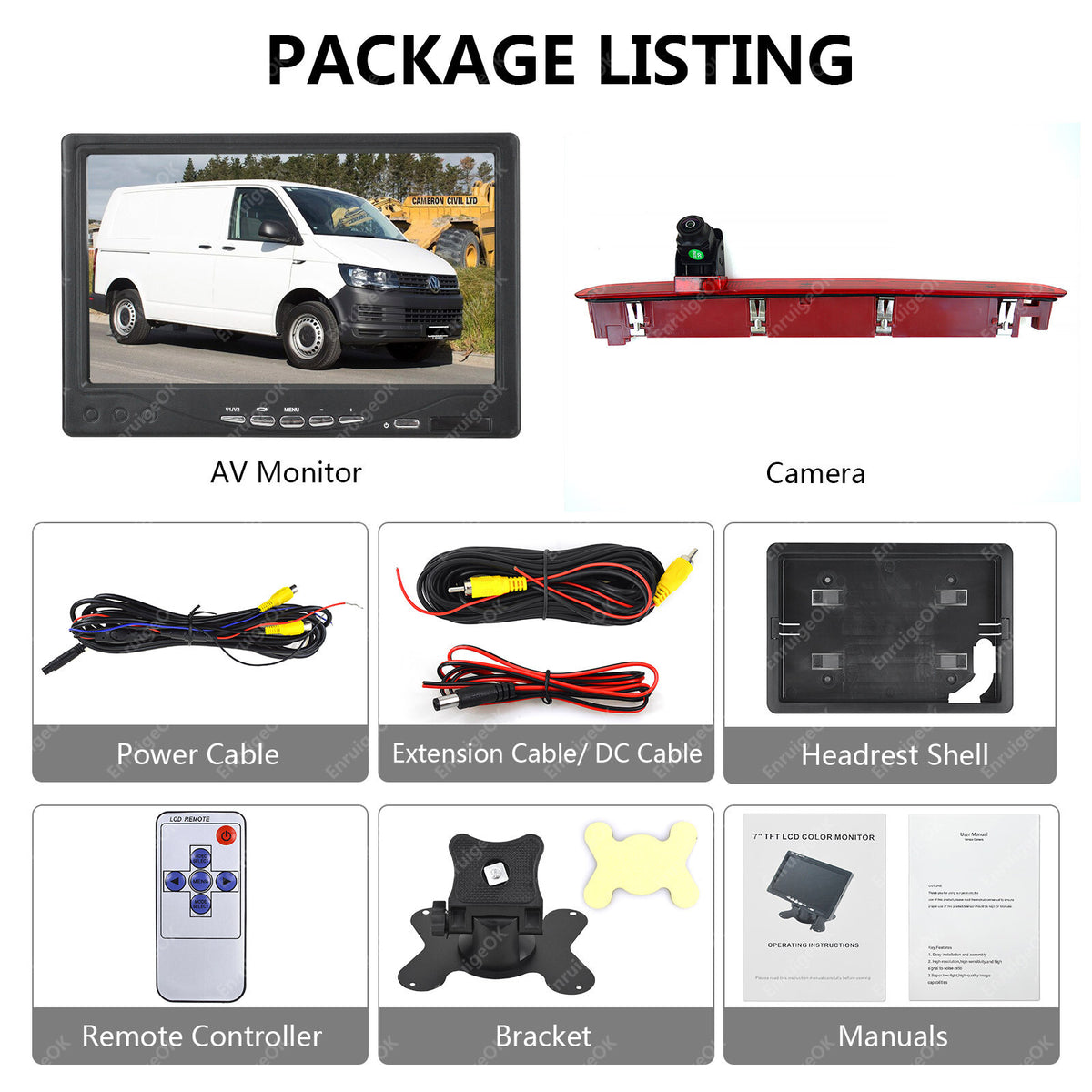 Reversing Camera For VW Transporter T6 Tail Lift & 7" Dash Monitor 2016-Onwards5