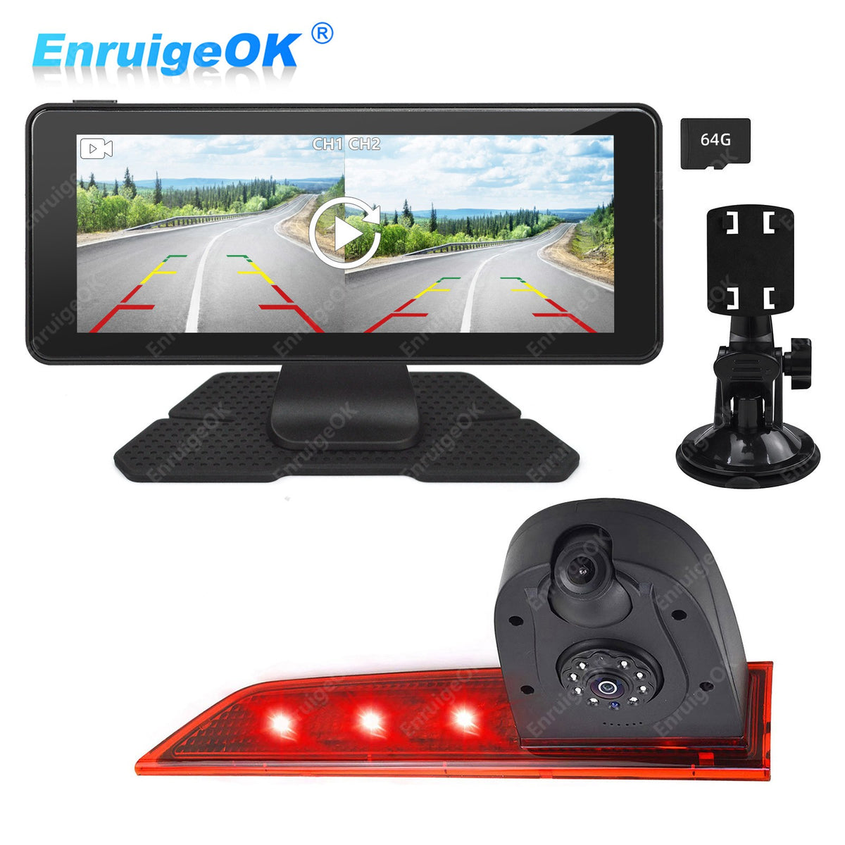 6.86" Monitor&Dual Rear Brake Light Camera for Ford Transit Custom(2016-Present)0