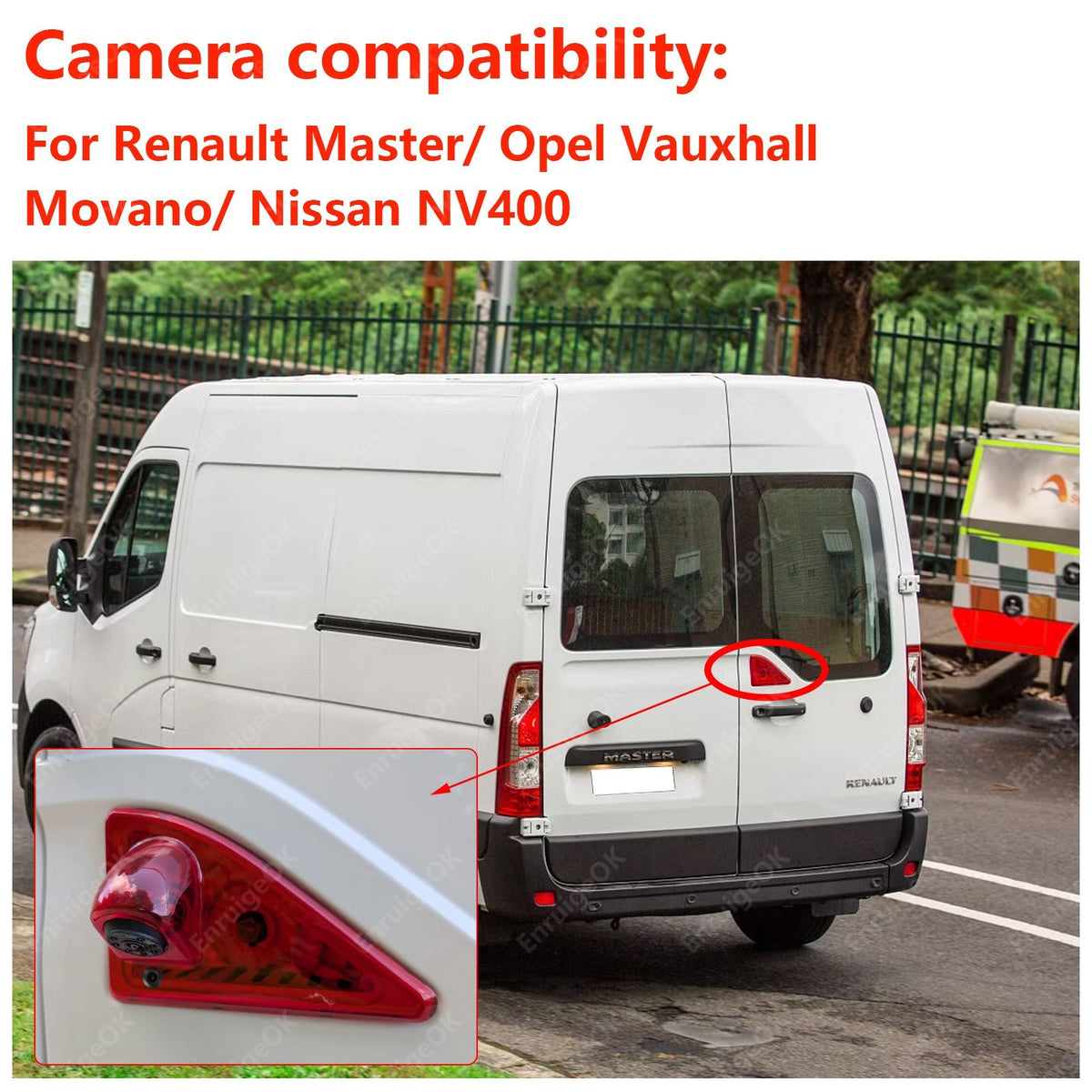 Reverse Camera For Renault Master MK3 Vauxhall Movano Brake Light Rear & Monitor2