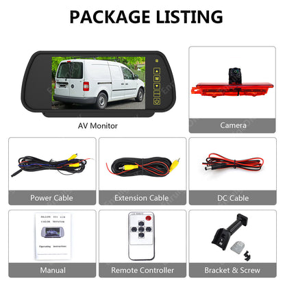 7" Monitor Rear Brake Light Reverse Camera for Volkswagen VW Caddy 2003-201621