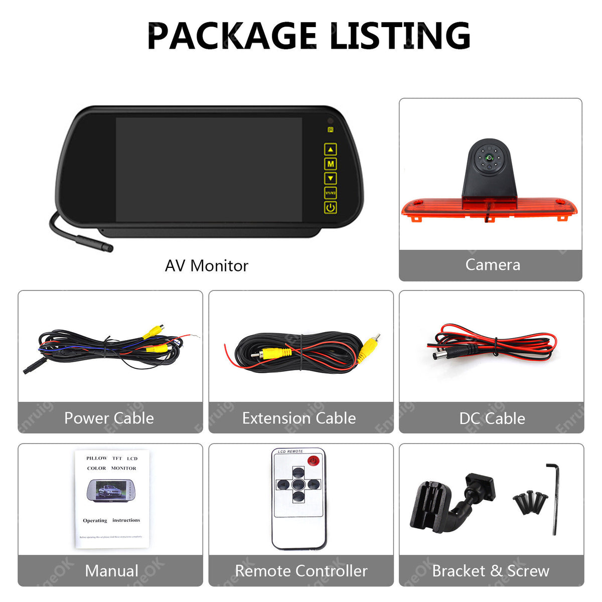 Reversing Camera Rear Brake Light &7'' Monitor Kit For Fiat Ducato Peugeot Boxer19