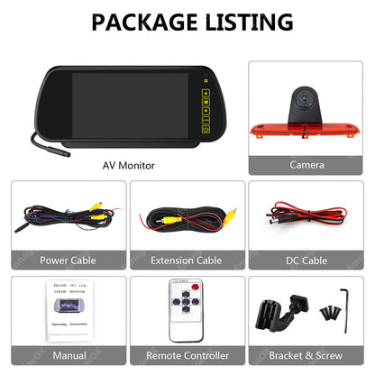 Reversing Camera Rear Brake Light &7'' Monitor Kit For Fiat Ducato Peugeot Boxer19