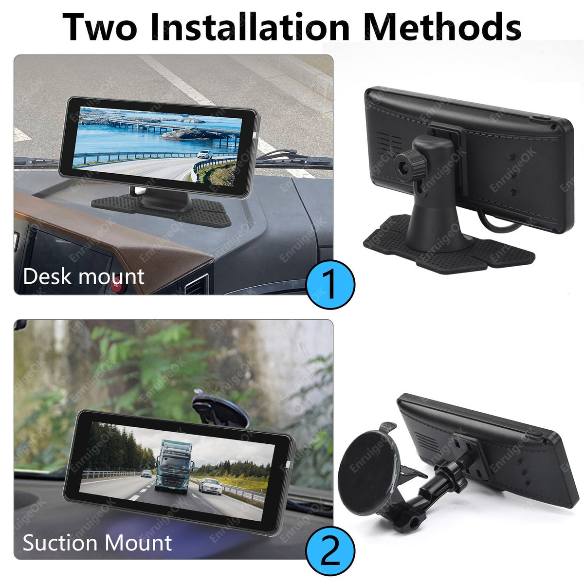Motorhome Van Twin Reversing Camera&DVR 6.86" Dual Split Rear View Monitor White14