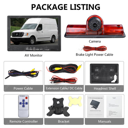 3rd Brake Light Reverse Camera For Nissan NV1500 2500 3500 Van & 7" Monitor7