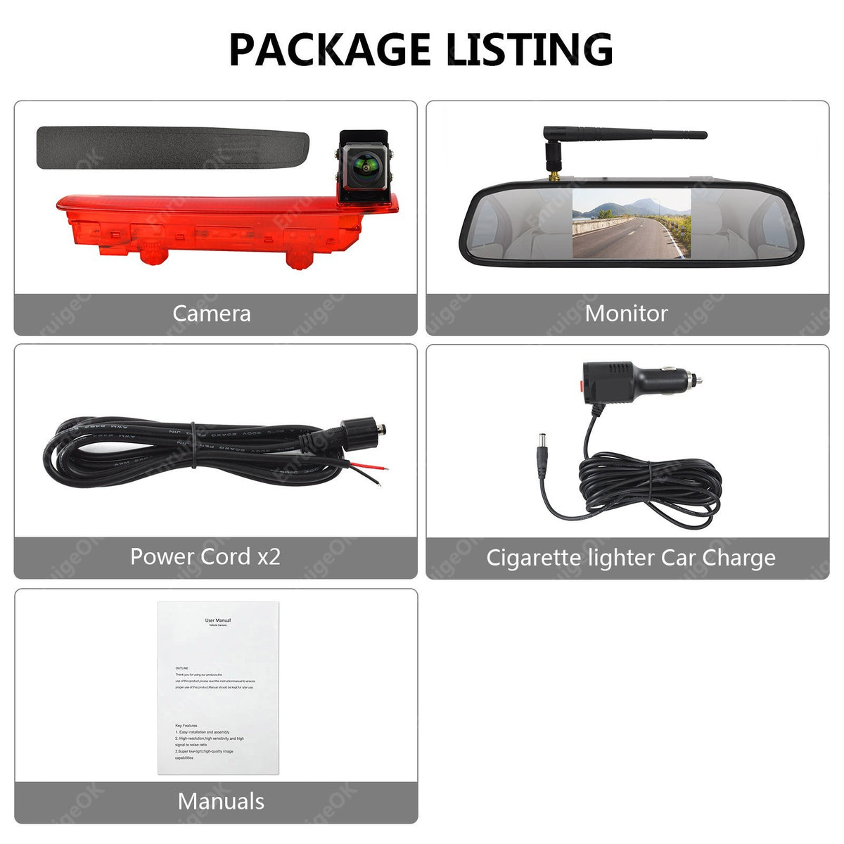Wireless Reverse Camera For VW Transporter T5 T5.1 Barn Doors Brake Light Fit18