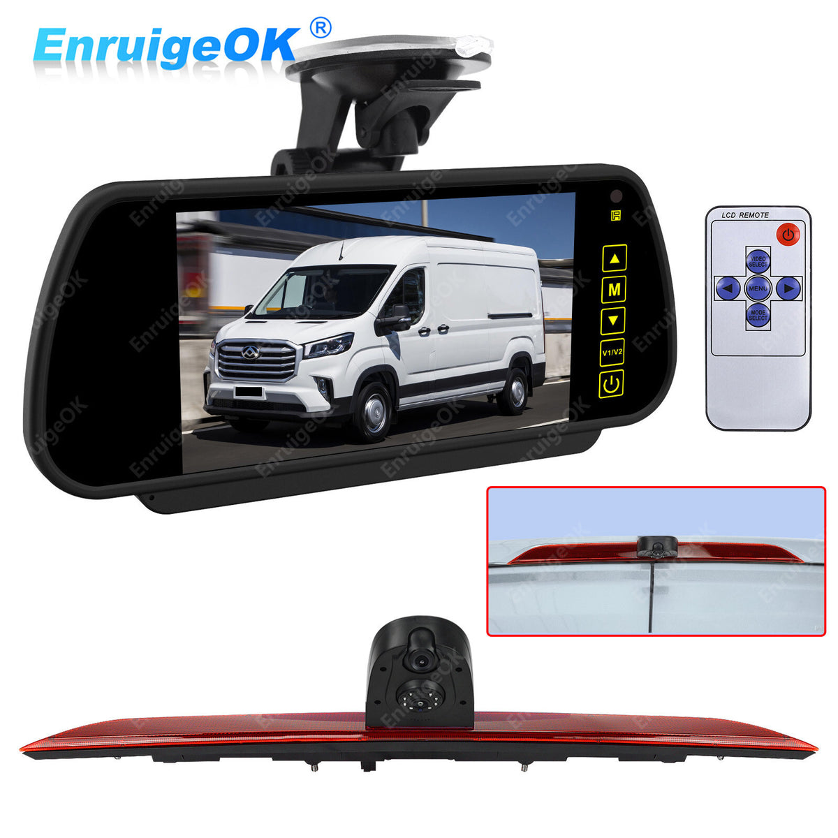 7" Mirror Monitor & Dual Lens Brake Light Reversing Camera for Maxus Deliver 90