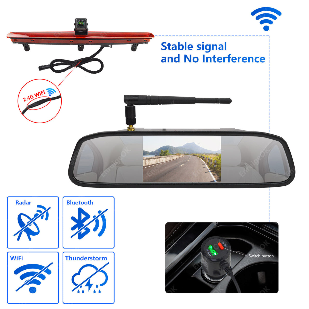 For VW Transporter T5 T5.1 Wireless Reverse Camera Kit Tailgate Single Door Only5