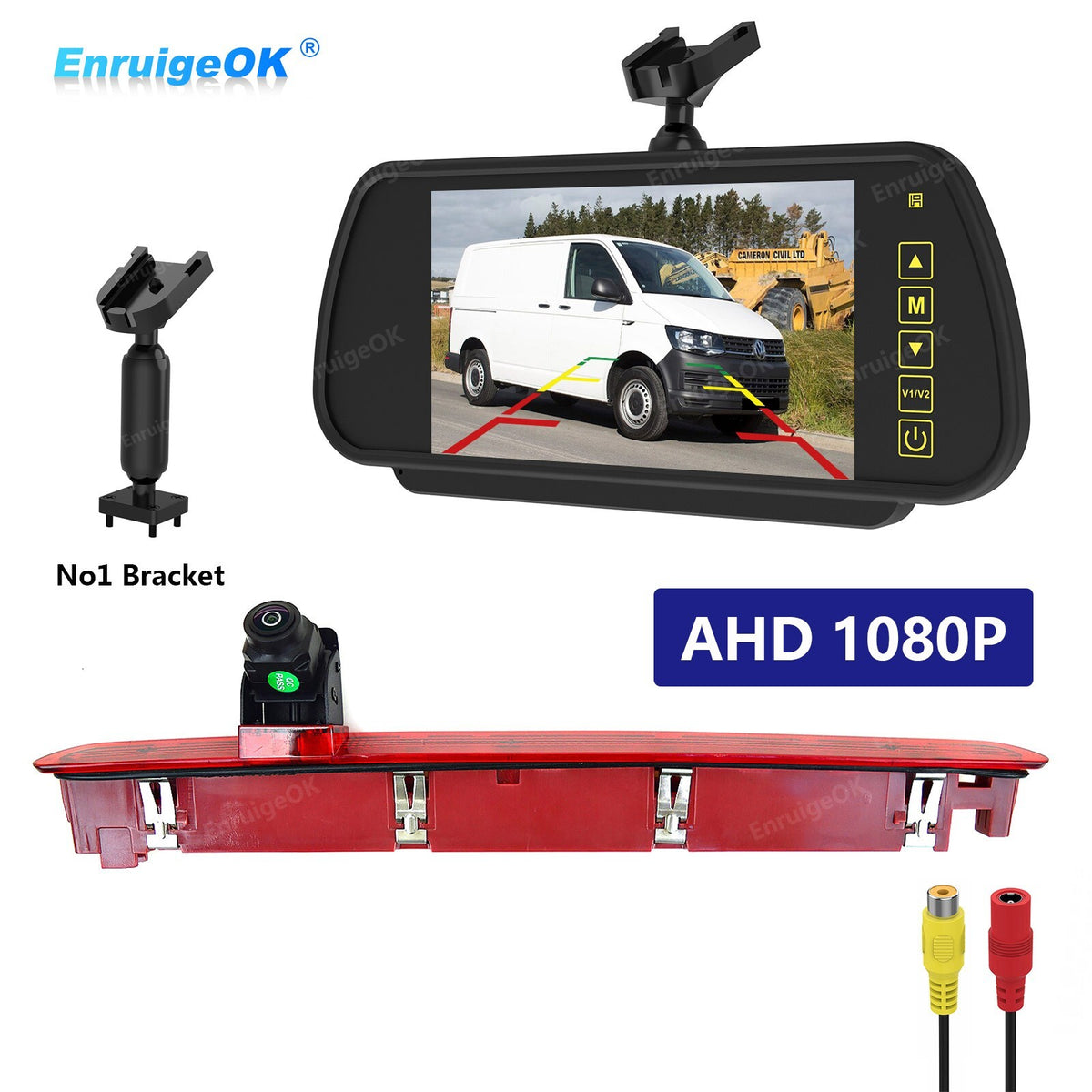 Brake Light Rear View Reverse Camera for VW Transporter T6 + 7'' Mirror Monitor0