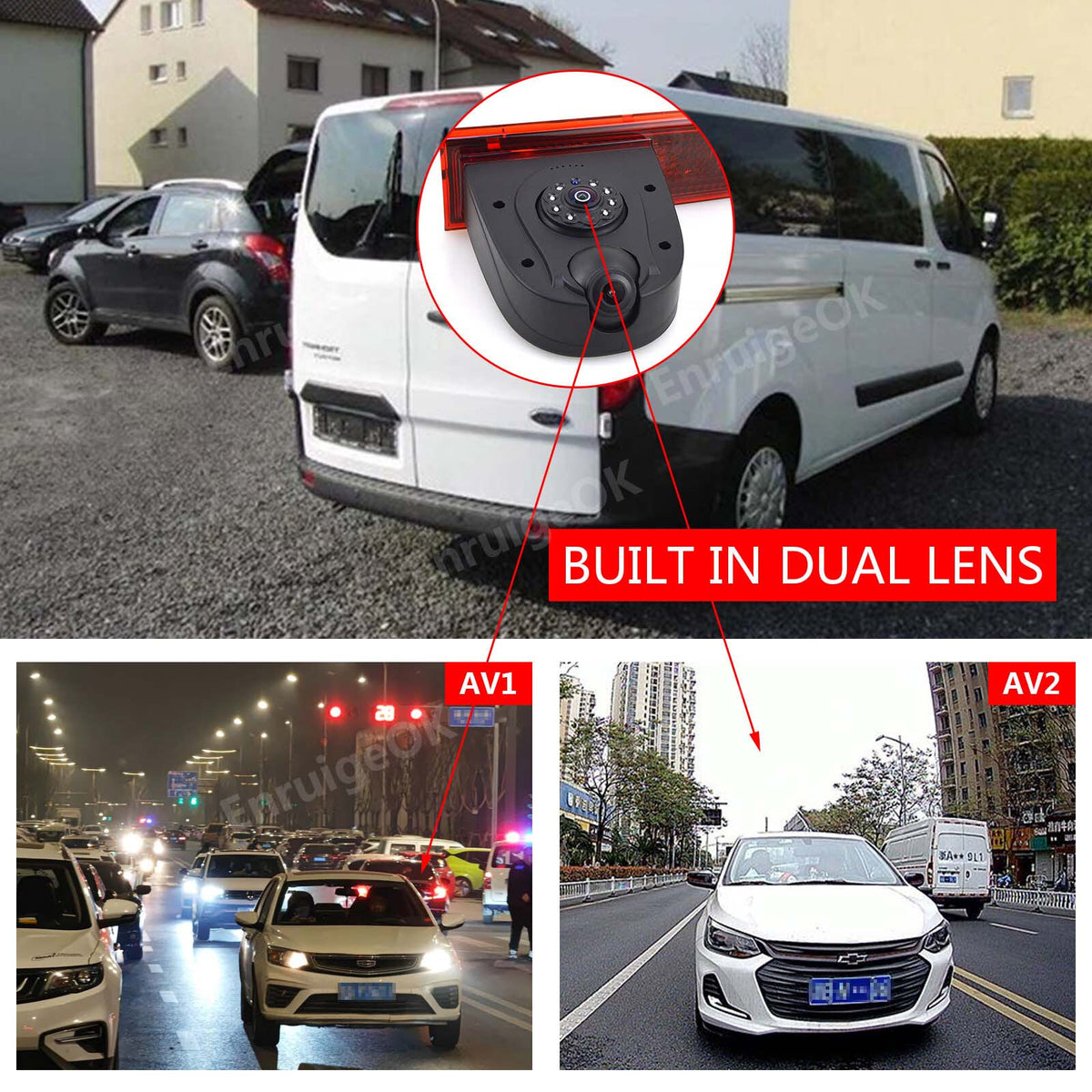 Dual Rear Brake Light Reversing Camera For Ford Transit Custom Van +7 " Monitor5