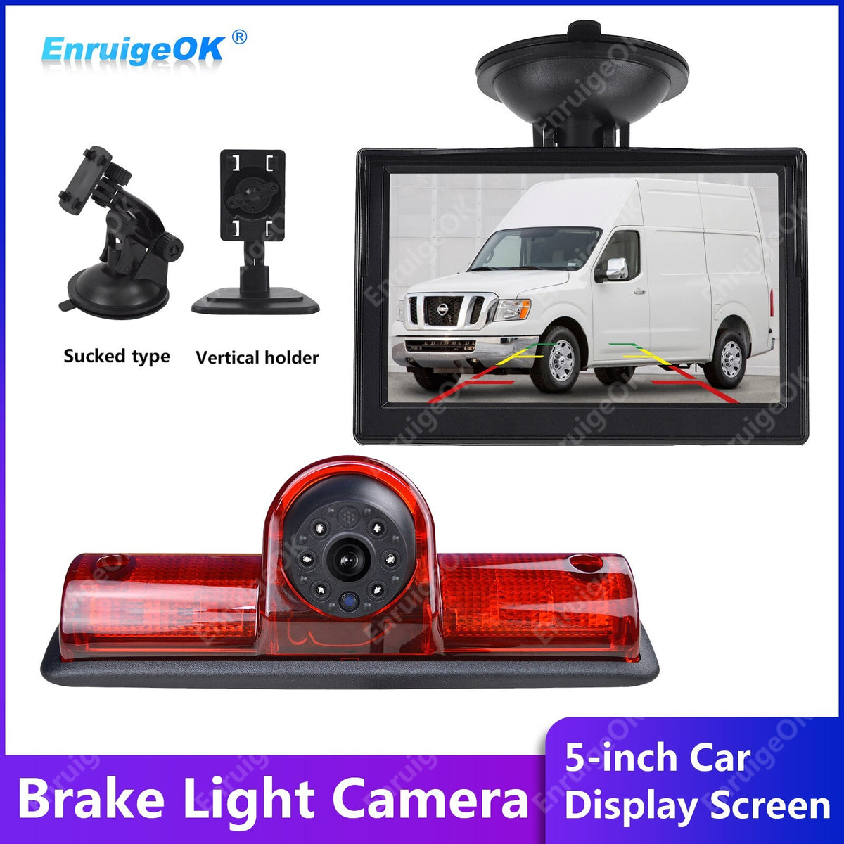 5" Monitor Rear Brake Light Reversing Backup Camera for Nissan NV 1500 2500 35000