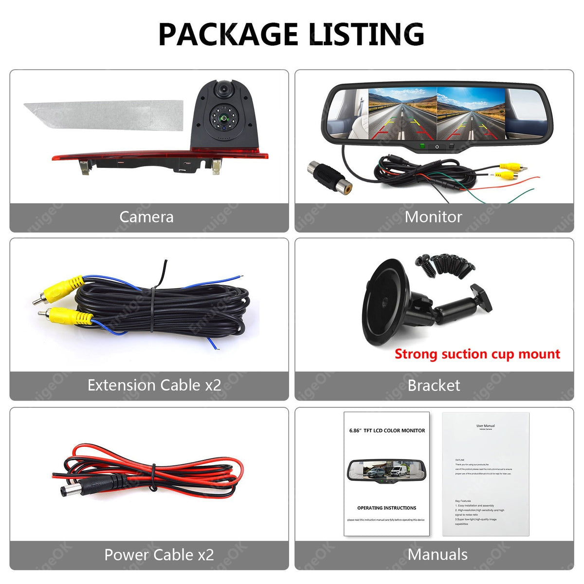 Rear Brake Light Camerse Kit for Ford Transit Custom Van 2012-2015 Bulb Version2