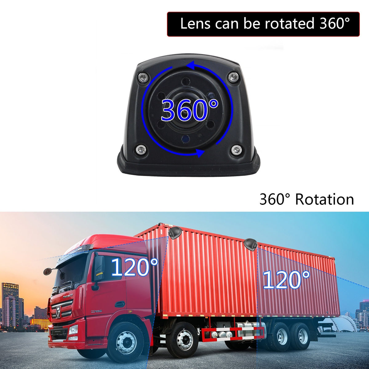 Black 4PIN Forward/Side View Camera 5 IR LEDs Waterproof 9-35v Truck Caravan Rv2