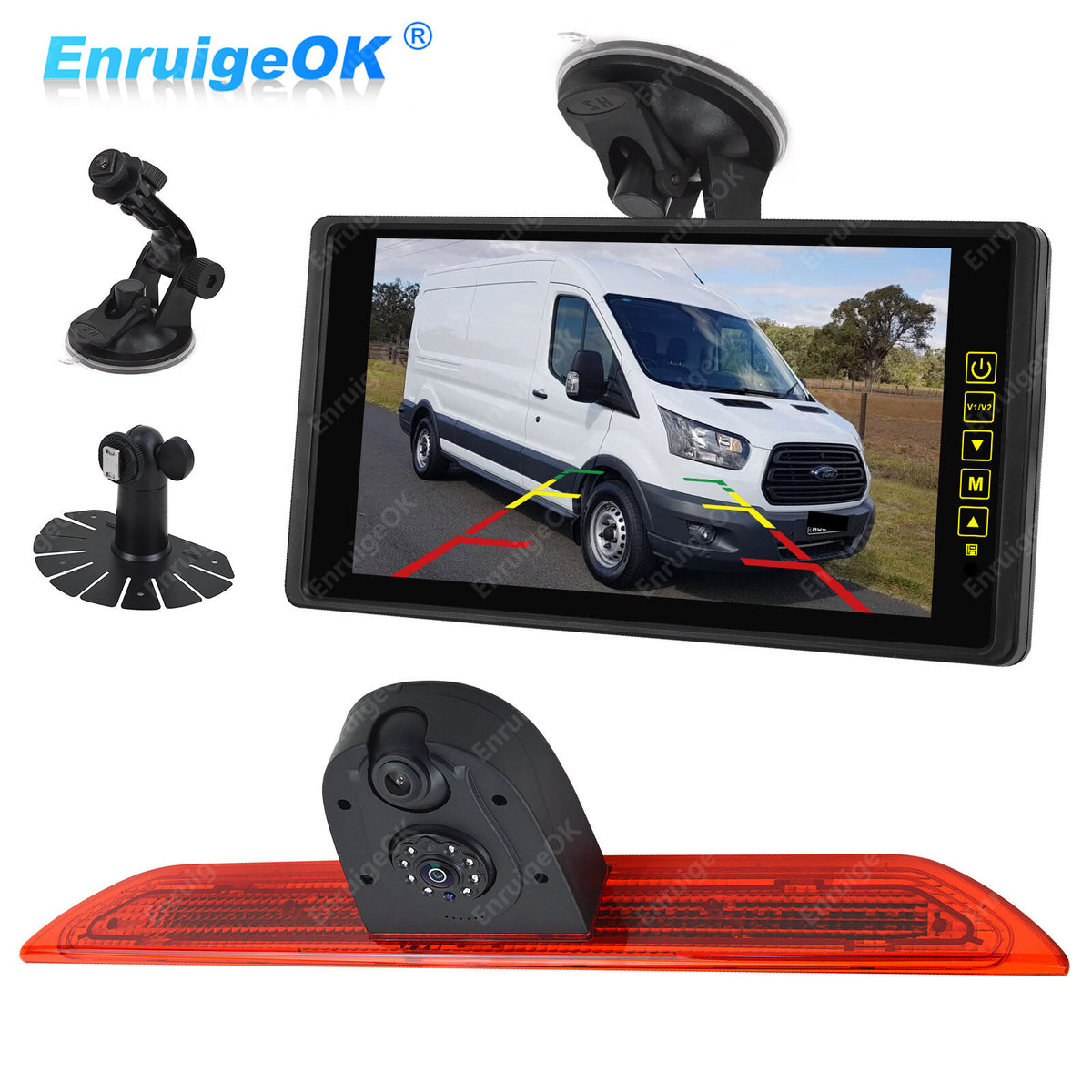 Dual Lens Rear Brake Light Reversing Camera For Ford Transit 350 MK8& 9" Monitor0
