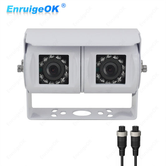 4PIN White Motorhome Van Dual Twin Reversing Reverse Rear View Parking Camera0